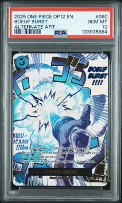2025 ONE PIECE OP12-LEGACY OF THE MASTER ALTERNATE ART #060 BOEUF BURST PSA 10 - Image 1