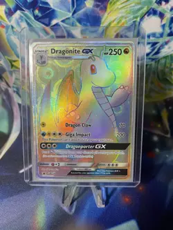 Pokemon Sun and Moon Black Star Promo DRAGONITE GX Secret Rainbow Rare #SM156 NM - Image 1