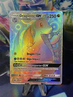 Pokemon Sun and Moon Black Star Promo DRAGONITE GX Secret Rainbow Rare #SM156 NM - Image 2
