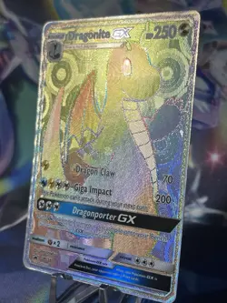 Pokemon Sun and Moon Black Star Promo DRAGONITE GX Secret Rainbow Rare #SM156 NM - Image 3