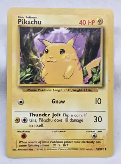 Pikachu 58/102 Yellow Cheeks Base Set 1999 Pokemon Unlimited - Image 1