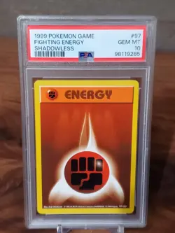 PSA 10 GEM MINT Pokemon FIGHTING ENERGY Base Set Shadowless 97/102 - Image 1