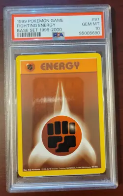 PSA 10 GEM MINT 1999 POKEMON #97 FIGHTING ENERGY BASE SET #97 - Image 1