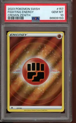PSA 10 GEM MINT Pokemon Fighting Energy Crown Zenith #157 2023 - Image 1
