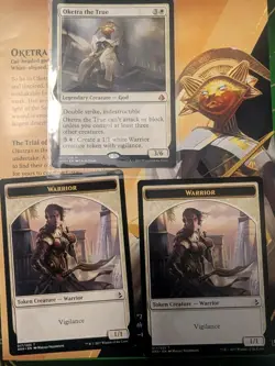 MTG Oketra the True Amonkhet Regular NM & Matching Warrior tokens - Image 1
