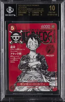 2025 ONE PIECE PROMO JPN SR ONE PIECE 20TH ANV MONKEY.D.LUFFY BGS 10 BLACK LABEL - Image 1
