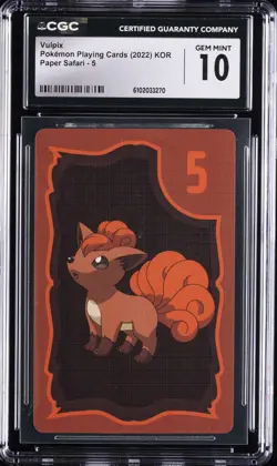 2022 POKEMON PLAYING CARDS KOREAN PAPER SAFARI #5 VULPIX CGC 10 GEM MINT - Image 1