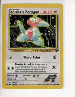 SABRINA'S PORYGON GYM CHALLENGE SET POKEMON CARD 98/132 NM/M - Image 1