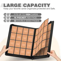 Premium Card Binder 16 Pocket,Trading Card Binder Holds up to 1000+Cards Stur... - Image 2