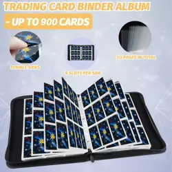 Trading Card Binder, 900 Pockets Card Binder, 9-Poccket Sided Pocket Sports C... - Image 5