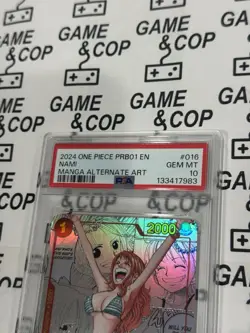 One Piece Trading Card Nami Manga Alt Art OP01-016 PRB-01 English Mint PSA 10 - Image 2