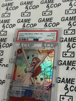 One Piece Trading Card Nami Manga Alt Art OP01-016 PRB-01 English Mint PSA 10 - Image 3