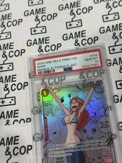 One Piece Trading Card Nami Manga Alt Art OP01-016 PRB-01 English Mint PSA 10 - Image 4