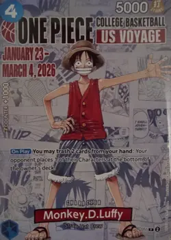 Bandai One Piece CCG Monkey D. Luffy US Voyage P-055 Counter +1000 Card - Image 1