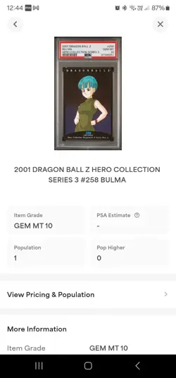 Dragon Ball Z Amada Card Hero Collection No.258 1995 TCG PSA 10 POP 1 - Image 3