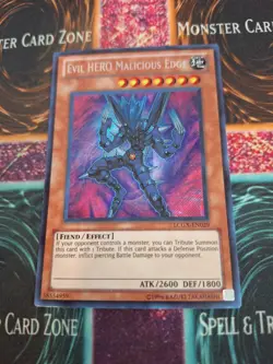 Yugioh Evil Hero Malicious Edge LCGX-EN029 Secret Rare Unlimited Near Mint - Image 1