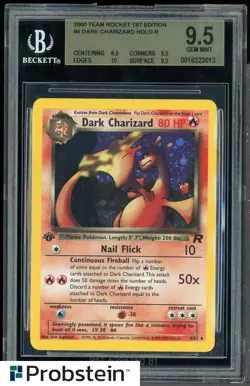 2000 Pokemon Team Rocket 1st Edition #4 Dark Charizard Holo R BGS 9.5 GEM MINT - Image 1