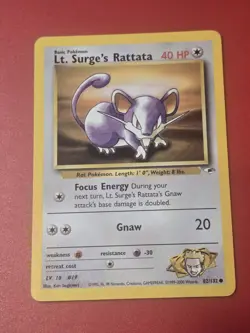 Pokemon TCG Classic Lt. Surge's Rattata CLB 015/034 NM/M Sparkle Holo - Image 1