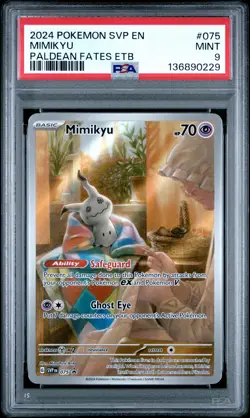 2024 POKEMON SVP EN-SV PALDEAN FATES ETB PROMO #075 MIMIKYU PSA 9 - Image 1