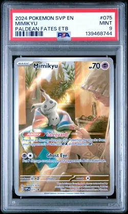 2024 POKEMON SVP EN-SV PALDEAN FATES ETB PROMO #075 MIMIKYU PSA 9 - Image 1