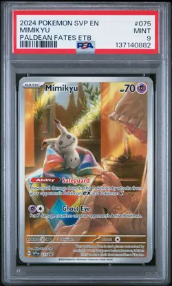 2024 POKEMON SVP EN-SV PALDEAN FATES ETB PROMO #075 MIMIKYU PSA 9 - Image 1