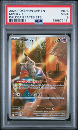 2024 POKEMON SVP EN-SV PALDEAN FATES ETB PROMO #075 MIMIKYU PSA 9 - Image 1