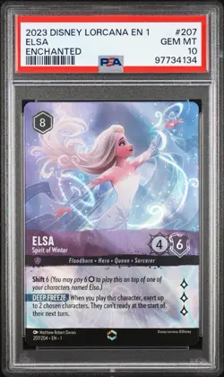 2023 DISNEY LORCANA EN 1 #207/204 ELSA SPIRIT OF WINTER ENCHANTED PSA 10 - Image 1