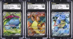 Japanese 151 Starter Pokemon Bundle Charizard/Venusaur/Blastoise CGC 10 Seq Set - Image 1