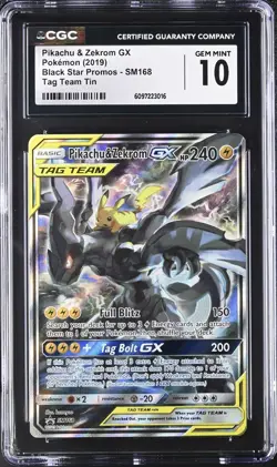 Pokemon Pikachu & Zekrom GX SM168 Black Star Promos - CGC 10 - Image 1