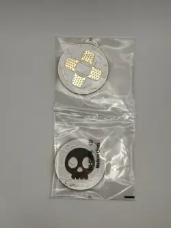Pokemon TCG Metal Status Coins Burn & Poison Skull Band Aids Gold White - Image 1