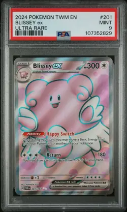 2024 POKEMON TWM EN-TWILIGHT MASQUERADE ULTRA RARE #201 BLISSEY EX PSA 9 - Image 1