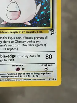 Pokemon TCG Chansey Holo 3/130 - Base Set 2 (2000) - Vintage WOTC MP - Image 3