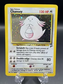 Pokemon TCG Chansey Holo Rare #3/130 Base Set 2 VTG WOTC 2000 LP - Image 1