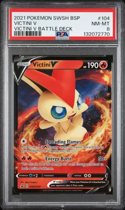 2021 POKEMON SWSH BLACK STAR PROMO VICTINI V BATTLE DECK #104 VICTINI V PSA 8 - Image 1