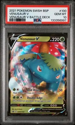2021 POKEMON SWSH BLACK STAR PROMO VENUSAUR V BATTLE DECK #100 VENUSAUR V PSA 10 - Image 1