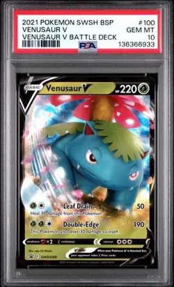 2021 POKEMON SWSH BLACK STAR PROMO VENUSAUR V BATTLE DECK #100 VENUSAUR V PSA 10 - Image 1