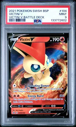 2021 POKEMON SWSH BLACK STAR PROMO VICTINI V BATTLE DECK #104 VICTINI V PSA 9 - Image 1
