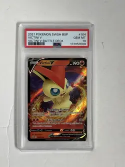 2021 POKEMON SWSH BLACK STAR PROMO 104 VICTINI V VICTINI V BATTLE DECK - PSA 10 - Image 1