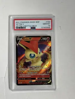 2021 POKEMON SWSH BLACK STAR PROMO 104 VICTINI V VICTINI V BATTLE DECK - PSA 10 - Image 3
