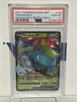2021 POKEMON SWSH BLACK STAR PROMO VENUSAUR V BATTLE DECK #100 VENUSAUR V PSA 10 - Image 1
