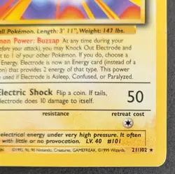 Electrode 21/102 Rare Base Set Pokemon Card 1999 Near Mint Condition - Image 5