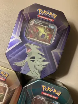 Lot of 3 Pokemon TCG Triple Whammy Tins Tyranitar Slaking Darkrai New Sealed - Image 4