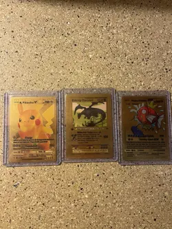 Pokemon Textured Gold Foil, Fan Art Cards (lot Of 3)￼ - Image 1