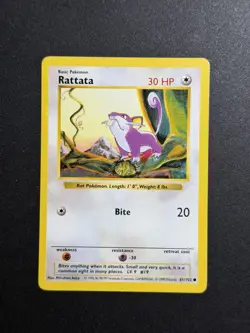 Shadowless Rattata 061/102 Pokemon TCG WOTC Base Set NM - Image 1