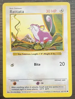 Shadowless Rattata 061/102 Pokemon TCG WOTC Base Set NM - Image 1