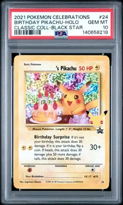 2021 POKEMON CELEBRATIONS CLASSIC COLL #24 BIRTHDAY PIKACHU-HOLO PSA 10 - Image 1
