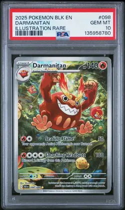 2025 POKEMON BLK EN-BLACK BOLT ILLUSTRATION RARE #098 DARMANITAN PSA 10 - Image 1