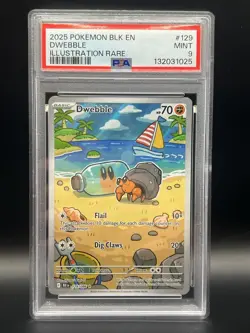 2025 POKEMON BLK EN-BLACK BOLT ILLUSTRATION RARE #129 DWEBBLE PSA 9 - Image 1