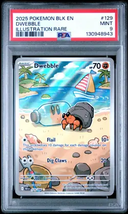 2025 POKEMON BLK EN-BLACK BOLT ILLUSTRATION RARE #129 DWEBBLE PSA 9 - Image 1