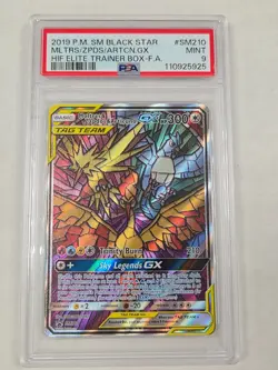 POKEMON 2019 HIDDEN FATES ETB PROMO MOLTRES & ZAPDOS & ARTICUNO GX SM210 PSA 9 - Image 1